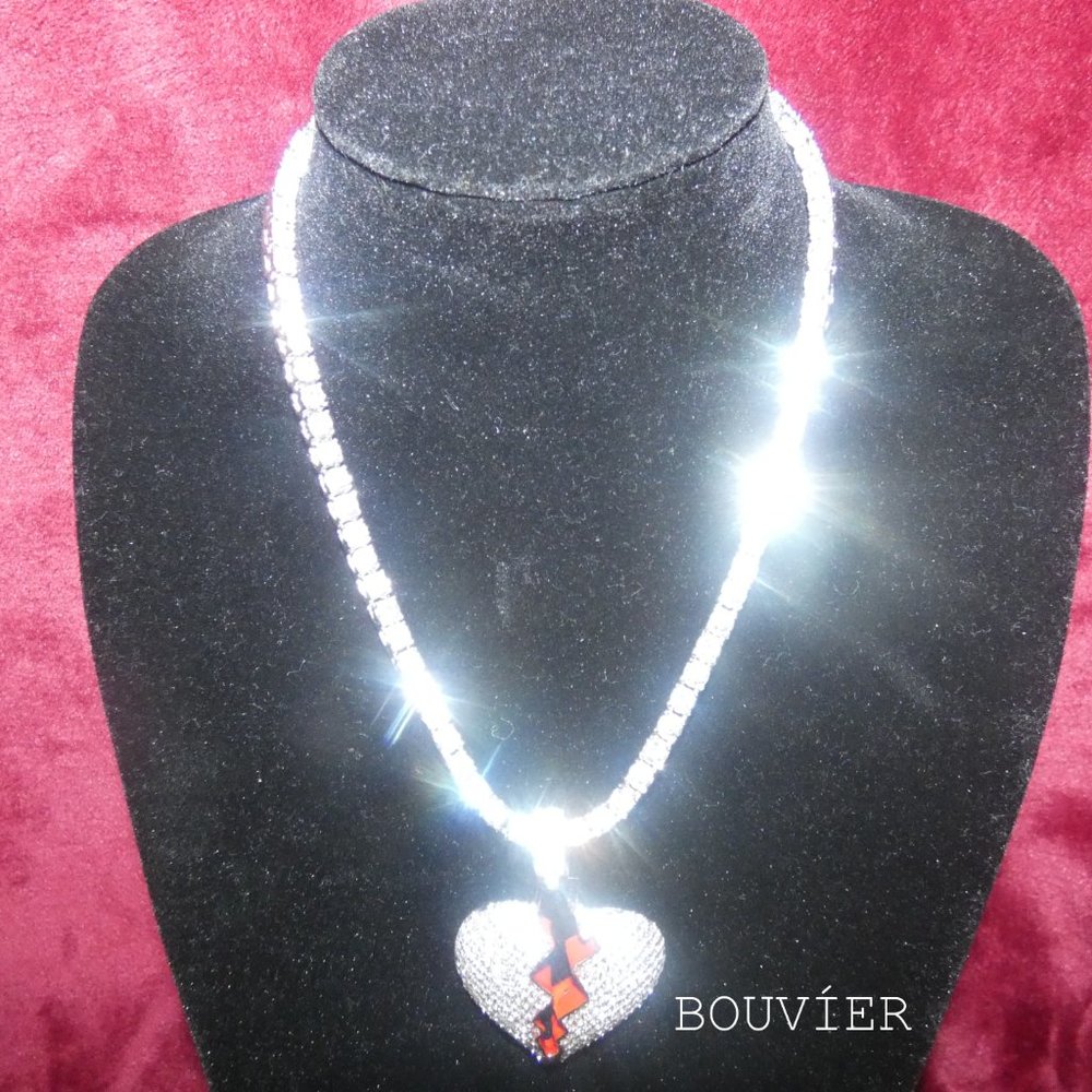 White Gold Diamond Heartbreak Tennis Chain - Picture 1 of 2